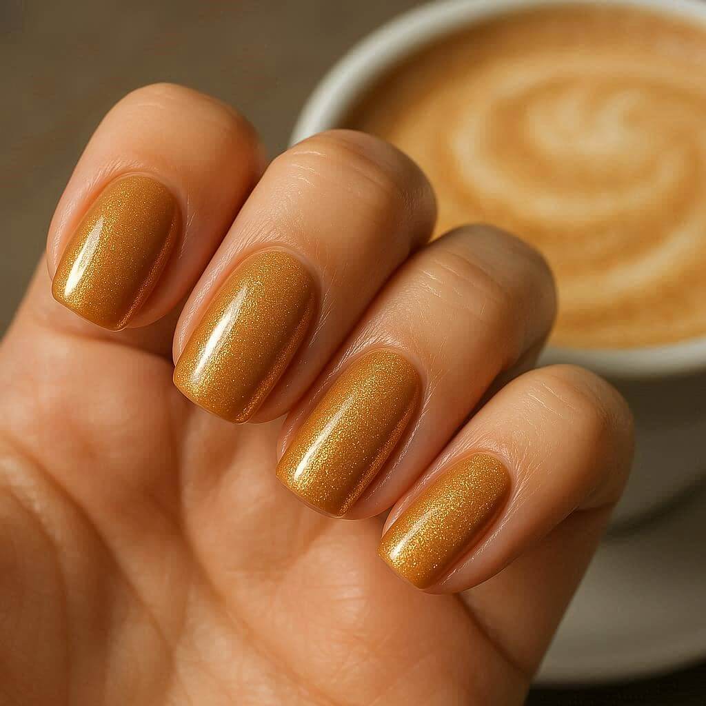 Karamell latte köröm design