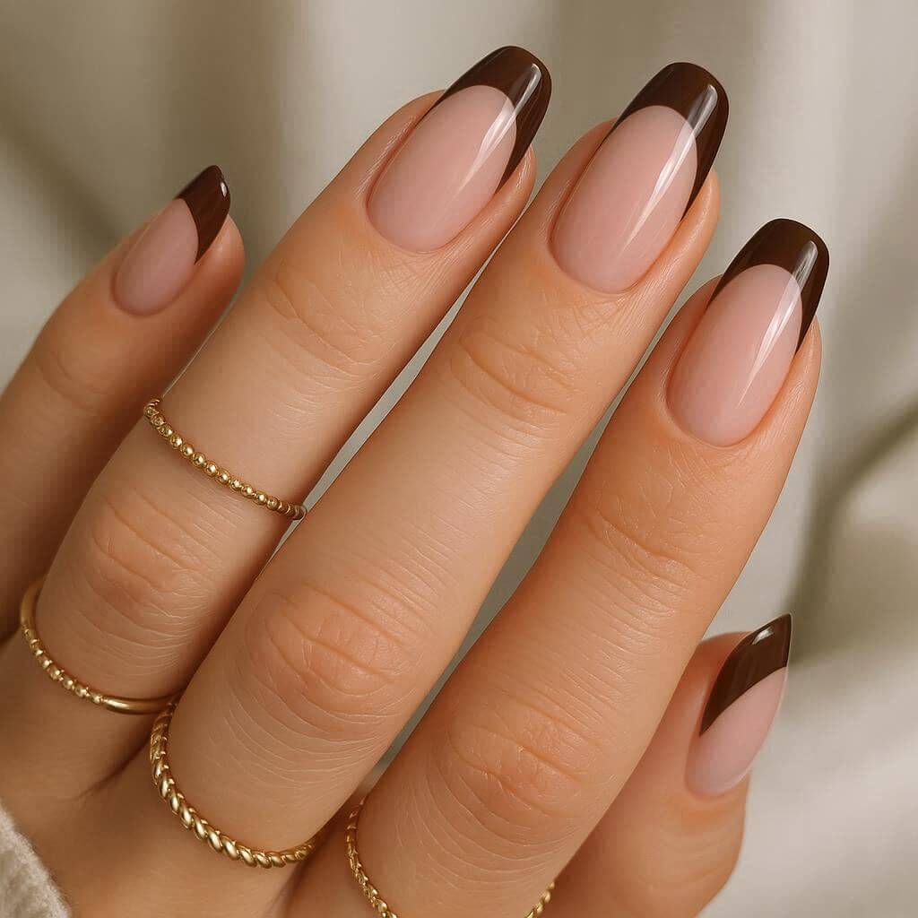 Francia köröm design kávés inspirációval