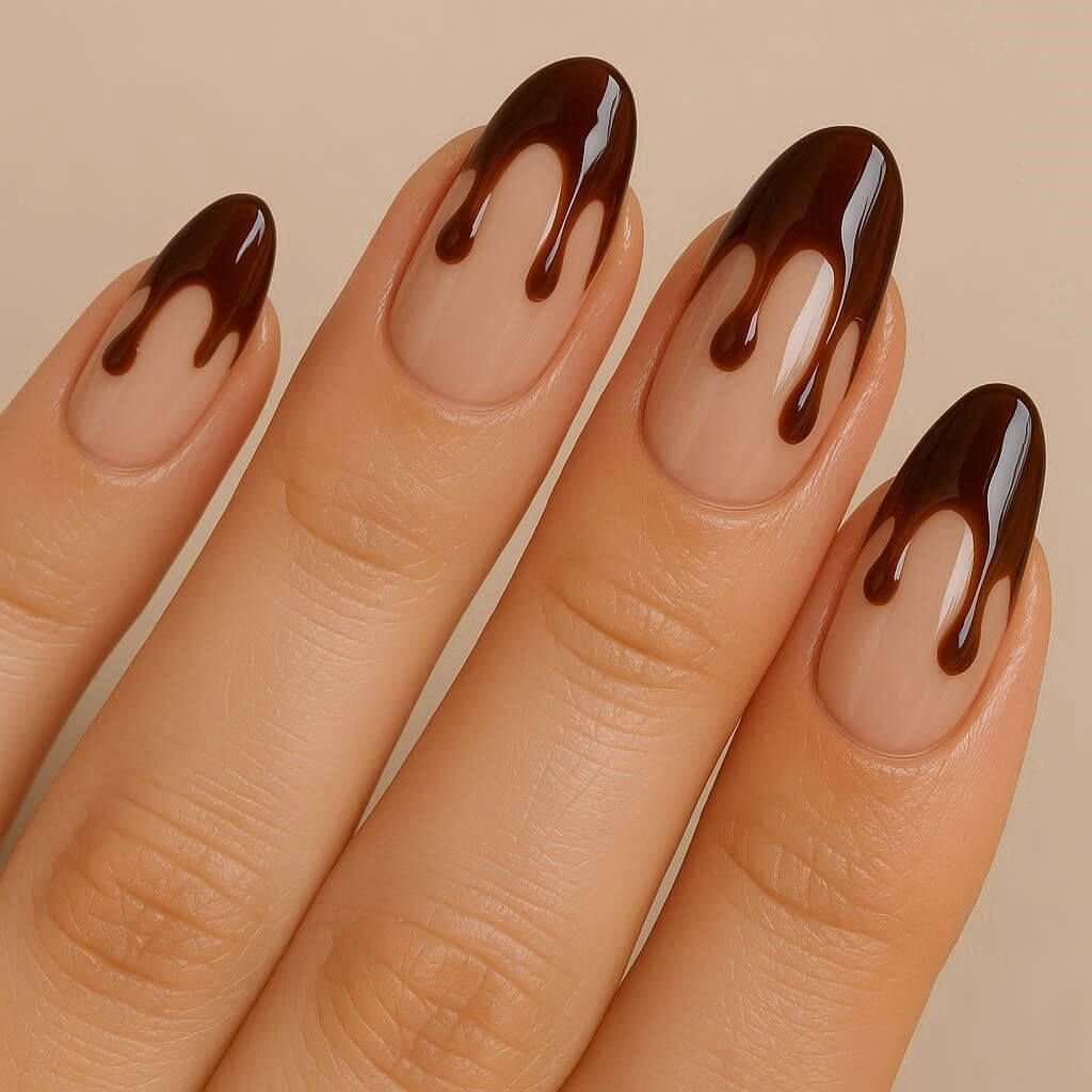 Kávészirupos köröm design