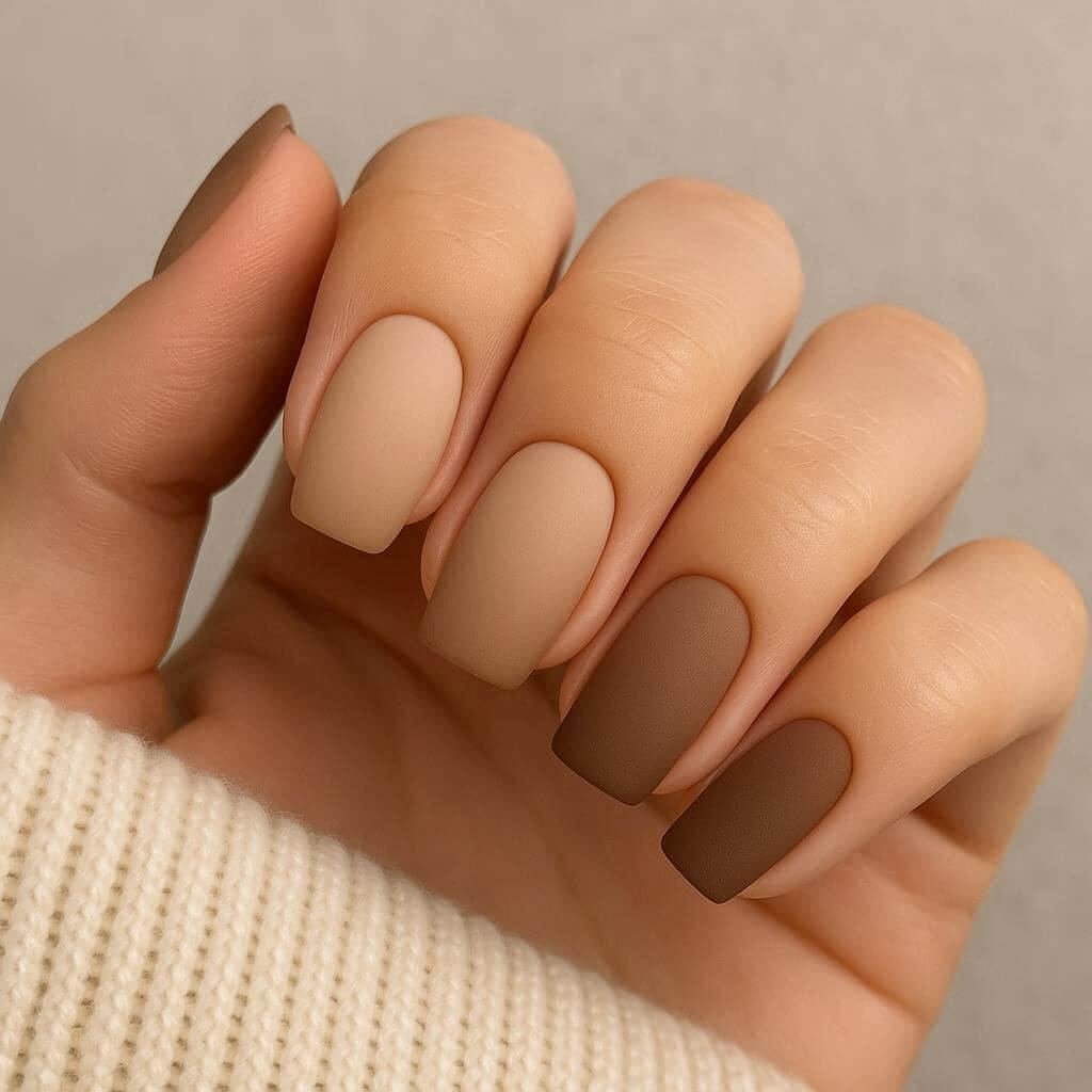 Kávés ombre köröm design