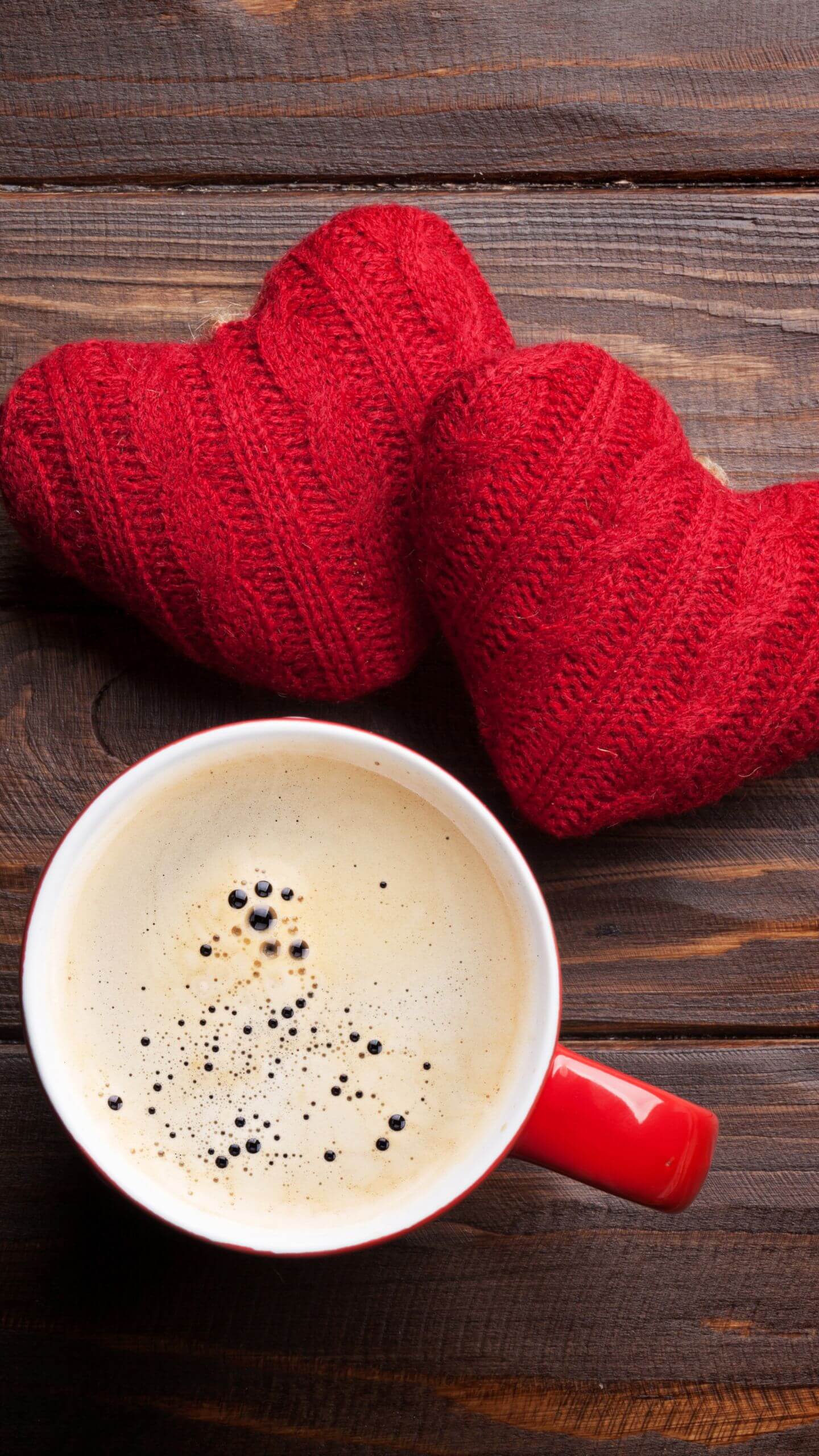 Puha Szeretet – Kötött Szíves Kávés Háttérkép