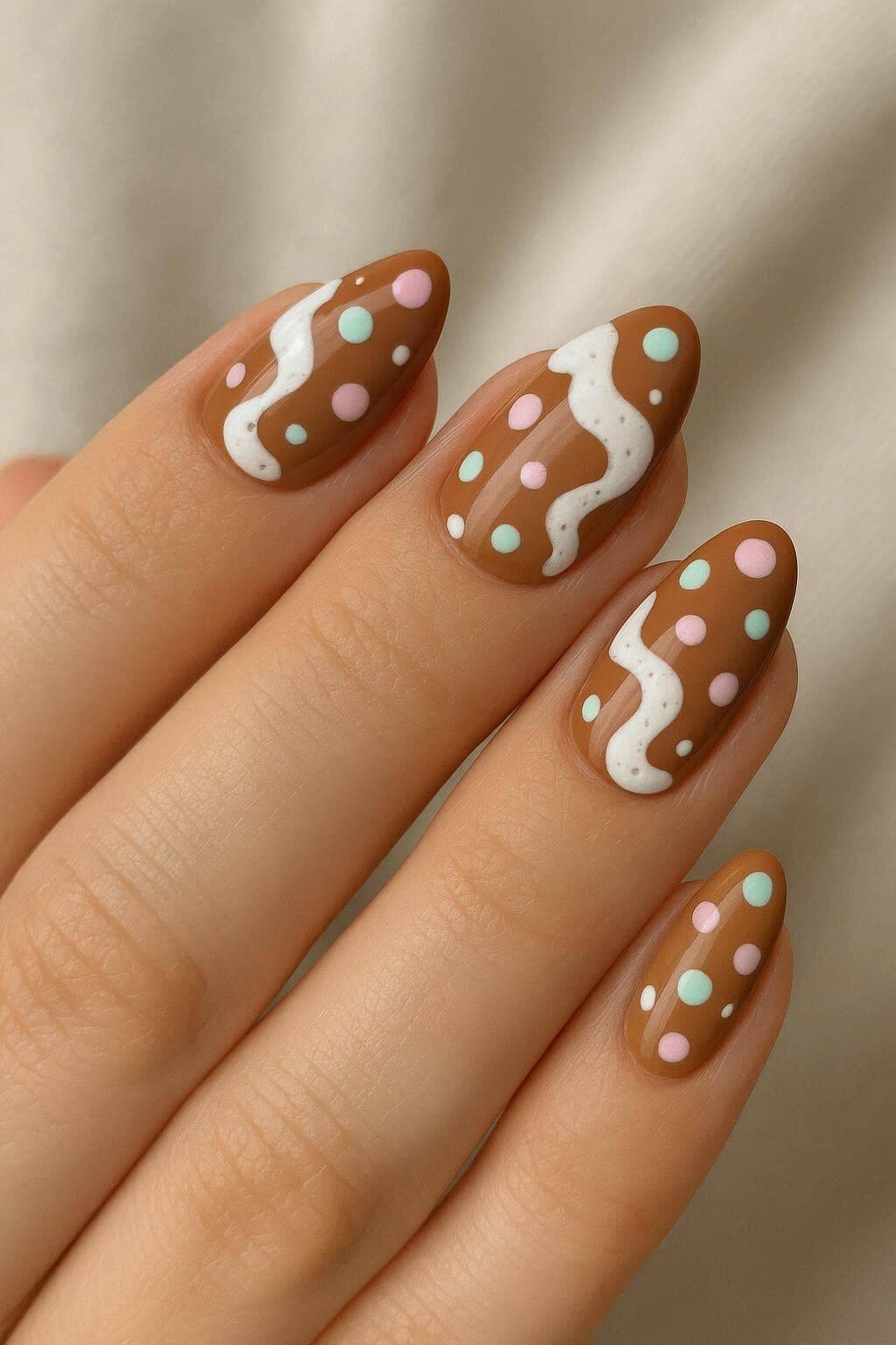 Kávéhab pasztell körmök