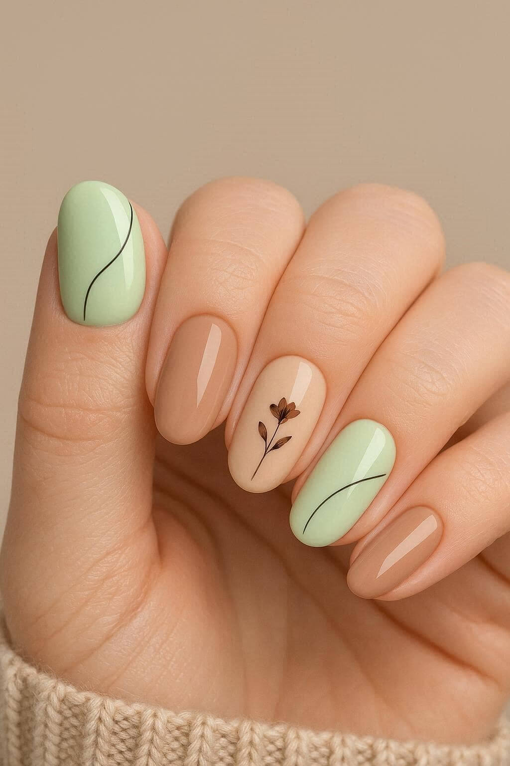 Matcha latte tavaszi körmök