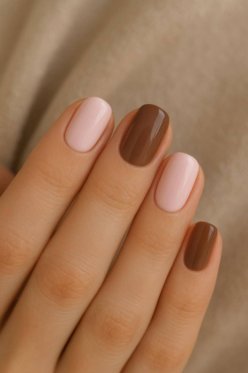 Rózsás árnyalatú cappuccino körmök