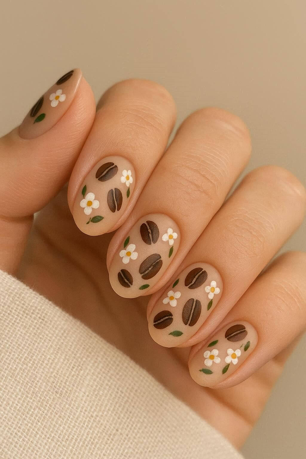 Virágzó kávészemek köröm ötlet